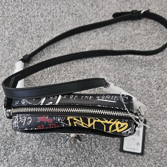 DKNY cleo to zip camera CROSSBODY black BAG graffiti ADJUSTABLE STRAP - Picture 5 of 10